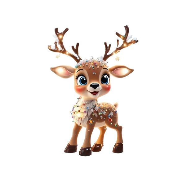 9-Piece 2D Acrylic Reindeer Ornaments with Christmas Lights