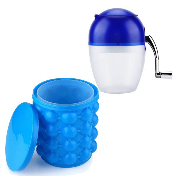 Portable Silicon Ice Cube Maker &amp; Multi Function Manual Ice Crusher