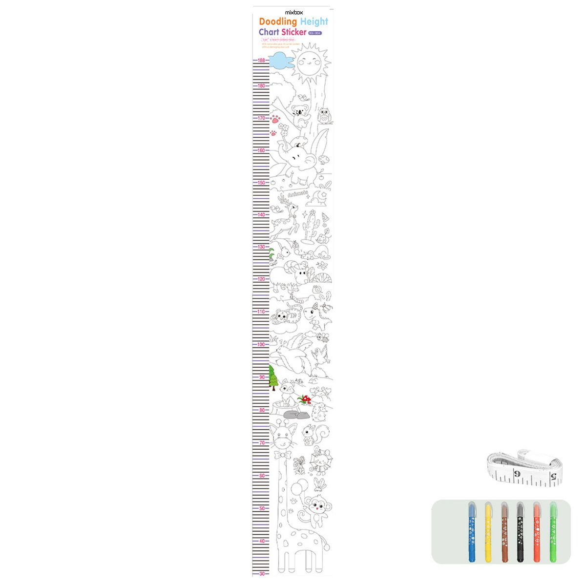 Mix Box Growth Chart Ruler Height Measurement Painting Poster Set for Kids