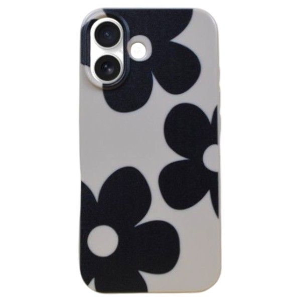 Stylish Floral Contrast Phone Case Compatible With Phone 16 - Beige