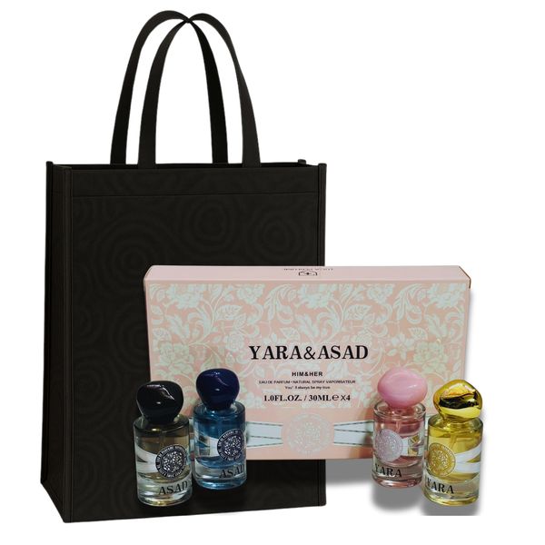 Yara &amp; Asad - Him &amp; Her 4 Couple Perfumes Set &amp; Premium Gift Bag COMBO