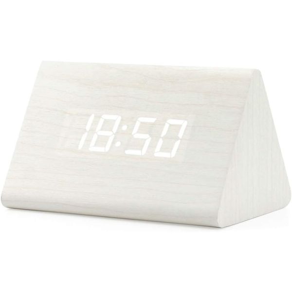 Wooden Wood Clock, New Version LED Alarm Digital Desk Clock Adjustable