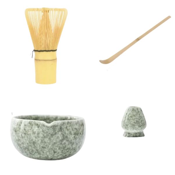 Matcha Whisk Set - Bamboo Chasen and Scoop Ceremony Kit - 4 Piece Set