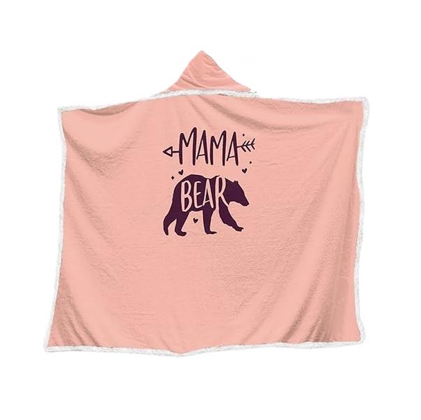 Mama Bear Pink Hooded Blanket for Mom