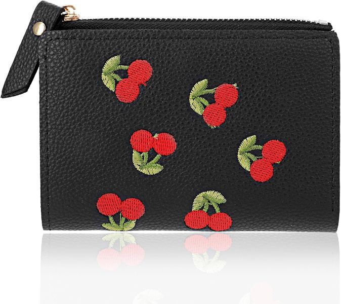Women's Wallet Buckle Cherry Short Small Wallet Black - 1 Piece