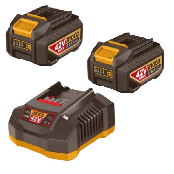 Ingco - 2 x 2Ah Batteries (42V) &amp; Charger Kit for P42M System