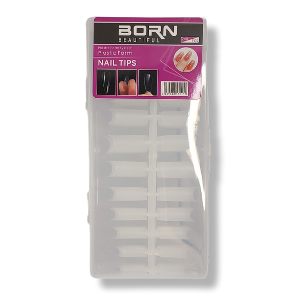 Square – Long French Cover Soft Gel Clear Matte Nail Tips – 240 Piece – Box