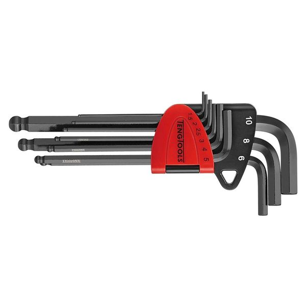 TengTools - 9PC Cr-Mo Hex Key Ball Point MM Set 1499MM - 1499MM