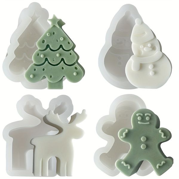 4-Piece Christmas Silicone Molds for Candle &amp; Resin Crafting