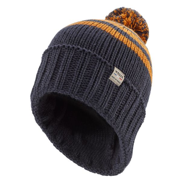 Wedze Grand Nord Adult Ski Hat Made in France - Navy Blue / Ochre