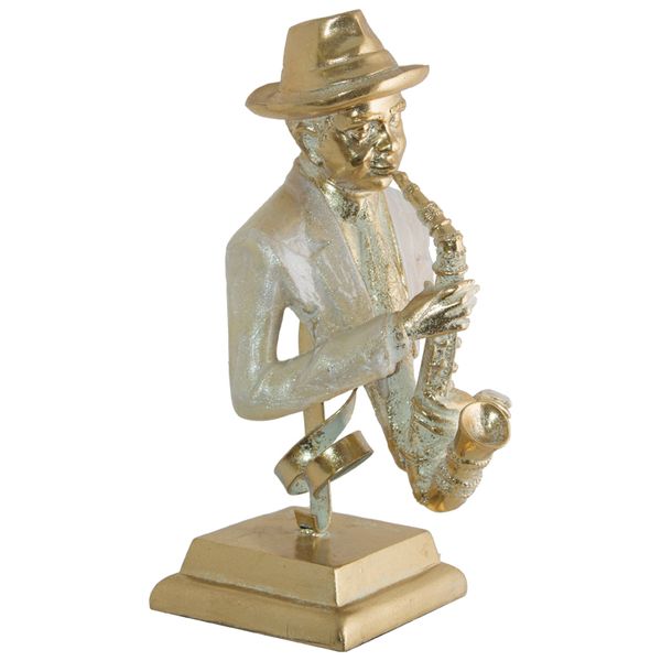 Musician with Sax on Plinth - Gold