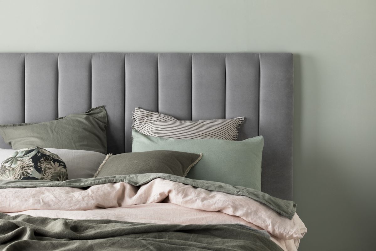 StrohBerry Lincoln Panel Headboard Velvet Dew Grey Multiple