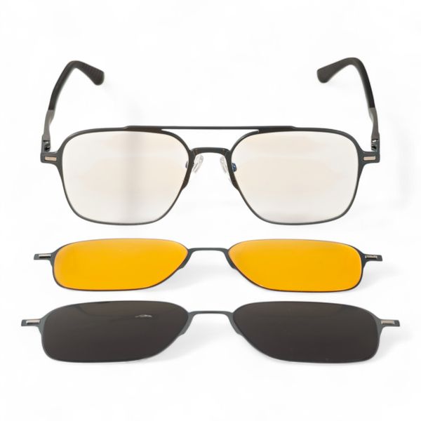 Men's Anti-Blue Light Glasses with Magnetic Clip-Ons - Model 7608