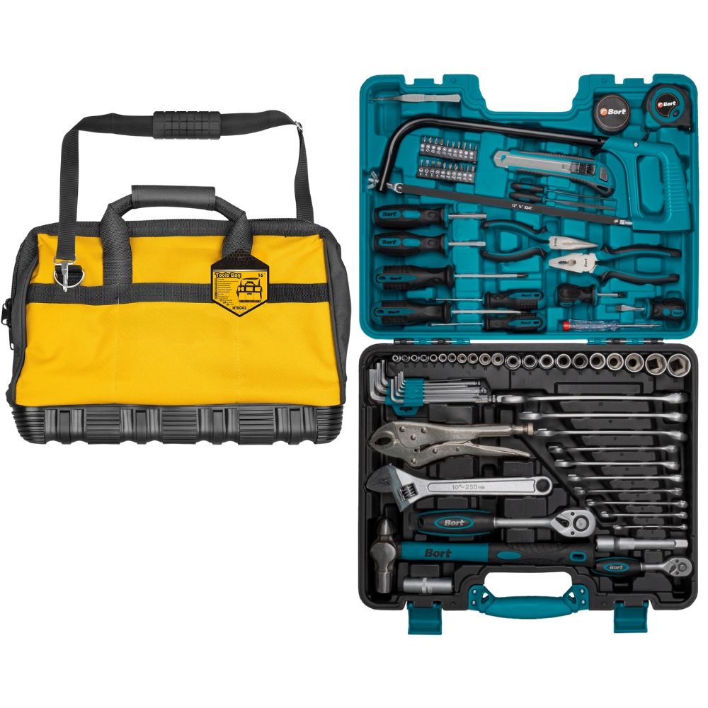 Bort - DIY Hand Tool Set with Spanners, Sockets & Tool Bag - 86 Piece