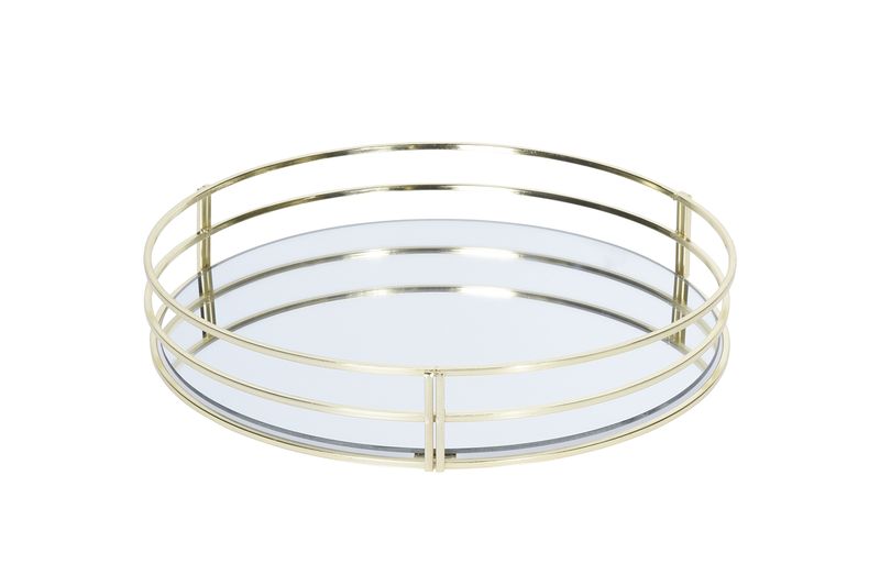 Round Gold Mirror Tray