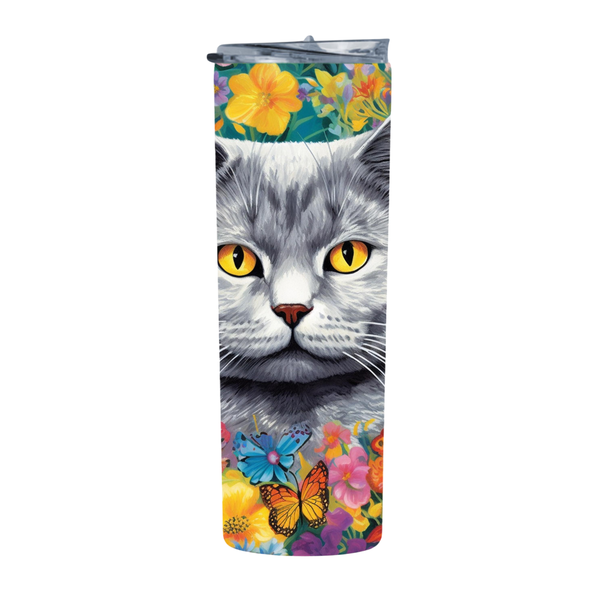 British Shorthair Cat Ninji 20 Oz Straight Skinny Tumbler 259