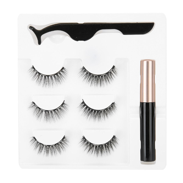 3 Pairs of Magnetic False Eyelashes Eyeliner Set False Eyelashes
