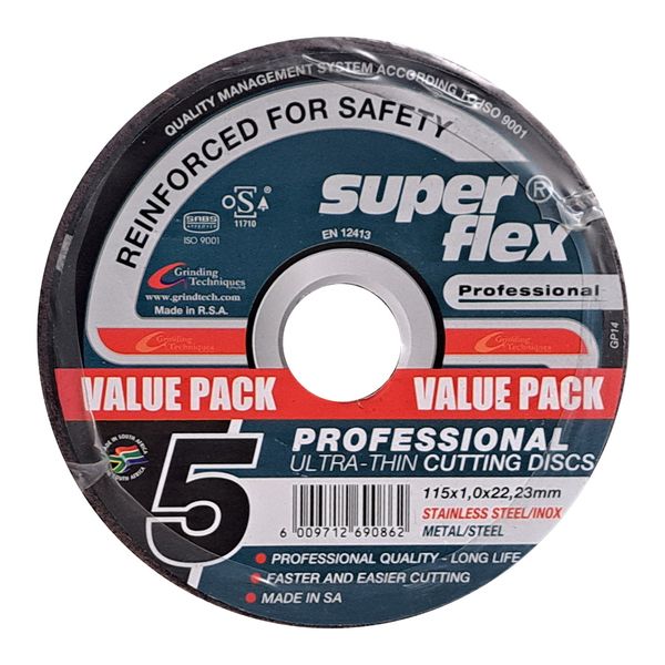 Superflex Profesional Cutting Disk 2IN1 T41 - 115X1mm - A60V 5Pack