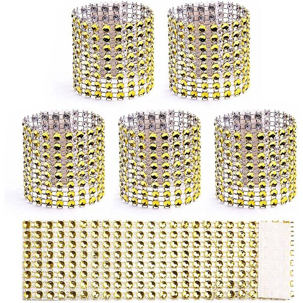 Napkin Rings Set of 100 Disposable Rhinestone Napkin Bands Gold