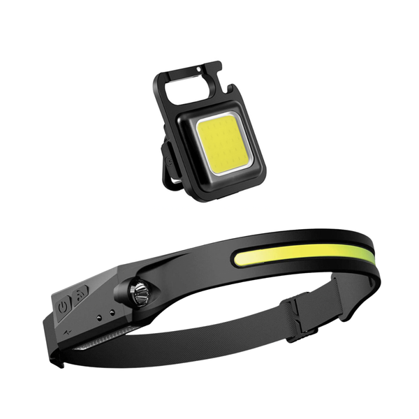 Multi-functional LED Rechargeable Head Lamp + Rechargeable Keyring Torch