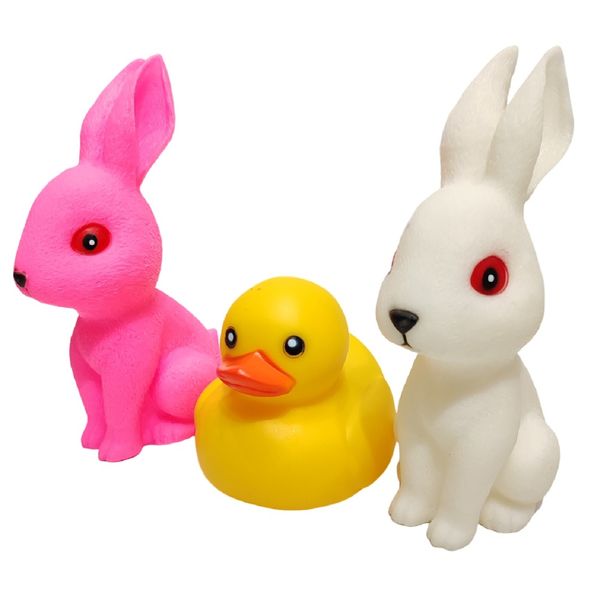 Rubber Bunny 21cm &amp; Duck 12cm - Combo 3 Pack Squeaky Bath Friends - Umlozi