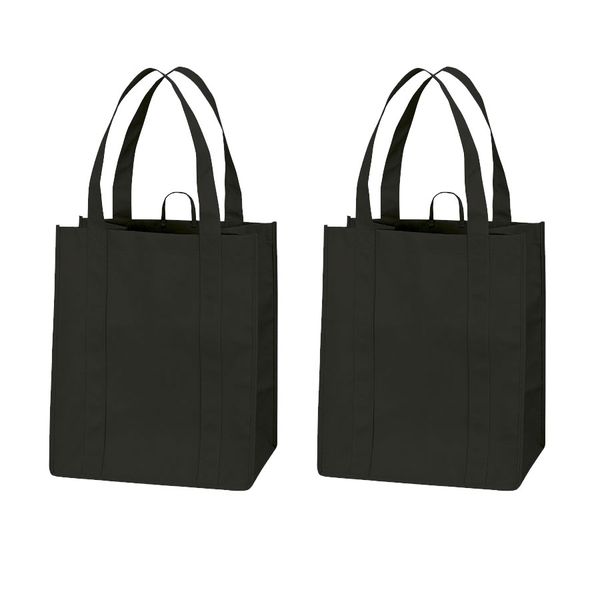 Eco Friendly Foldable, Washable &amp; Reusable Shopper Bag - Black - 2 Pack
