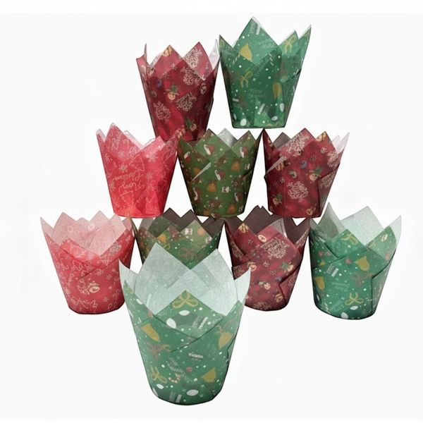 Christmas Tulip Cupcake Liners With Assorted Prints - Multicolor