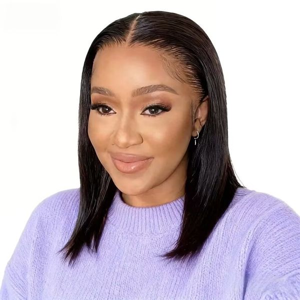 Geebuy 12" Brazilian Straight Bob Wig With 13x4 Full Frontal Glueless
