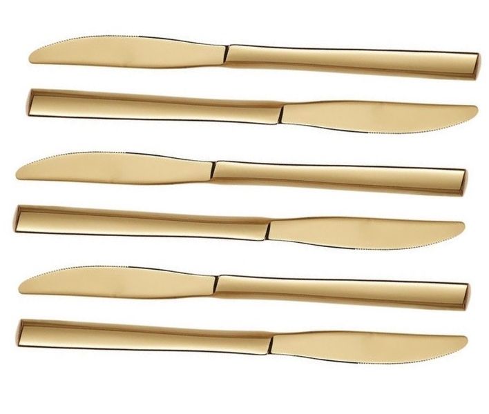 Table Knife 6pc Square Handle Colours Stainless Steel