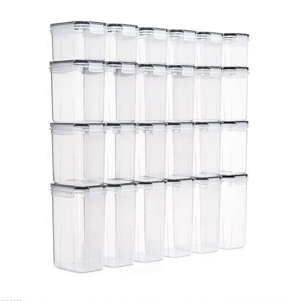 24Piece Food Storage Containers with Lids Plastic Organization Canisters