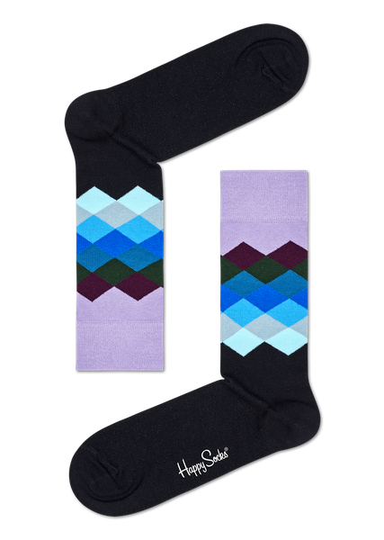 Happy Socks Faded Diamond Sock - Black