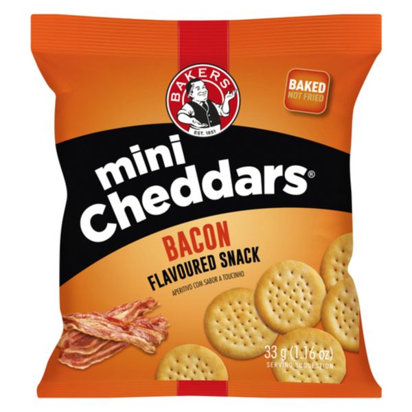 Bakers Mini Cheddars Bacon 33g - Pack of 36
