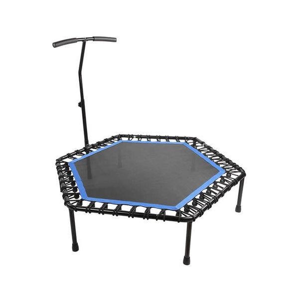 Hexagonal Shape Indoor Adjustable Handle Fitness Trampoline