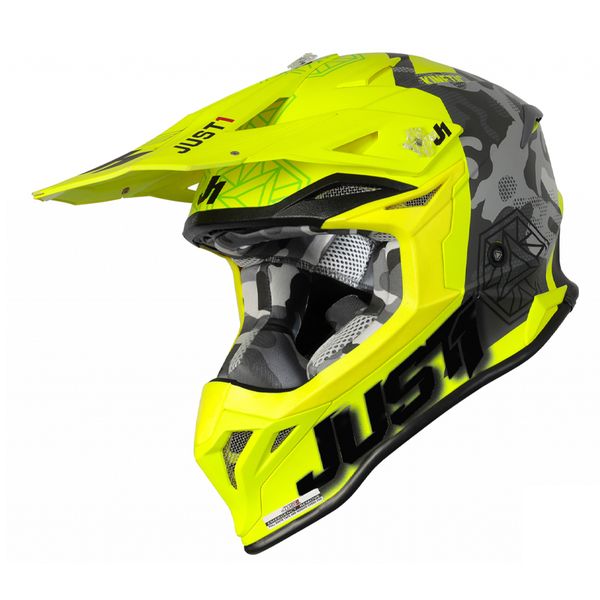 Just J39 Kinetic Camo Fluo Yellow / Red / Lime Helmet