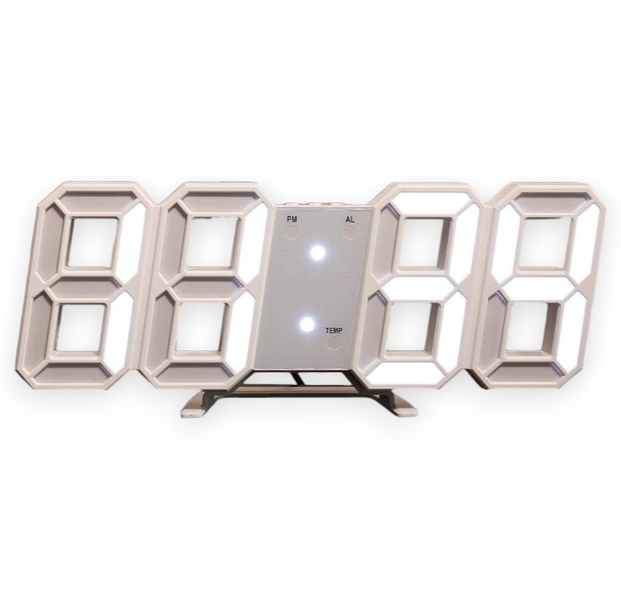Modern Design 24-Hour LED Display Digital Alarm Clock - White