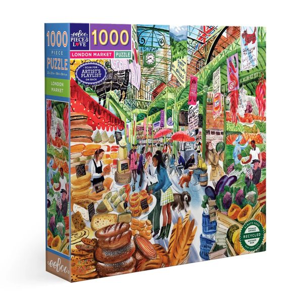 eeBoo Square Family Puzzle - London Market: 1000 Pieces