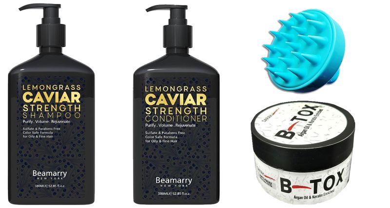 Beamarry Lemongrass Strength Set+Sarah Beauty B-Tox 150g+Shampoo Brush(02)