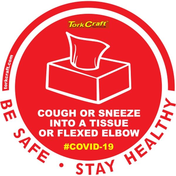 Covid 19 - 170mm Round Awareness Graphic - Tork Craft Red How To Cough