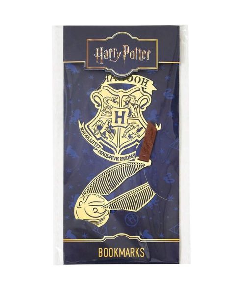 Harry Potter Hogwarts Crest &amp; Golden Snitch Bookmark Set