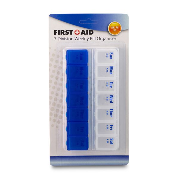 Pill Reminder - 7 Compartment - Blue &amp; White - 2 Pack