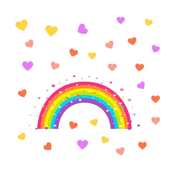 Rainbow Heart Wall Sticker, Self-Adhesive Glow in The Dark Wall Sticker
