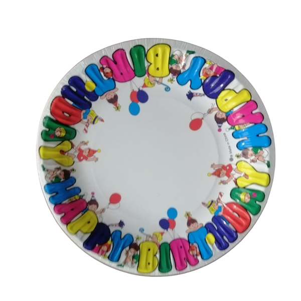 Happy Birthday Paper Plates - 18cm - 24 Pack