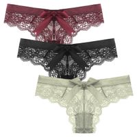 Lace Underwear for Women Breathable Sexy Bikini Panties Pack of 3