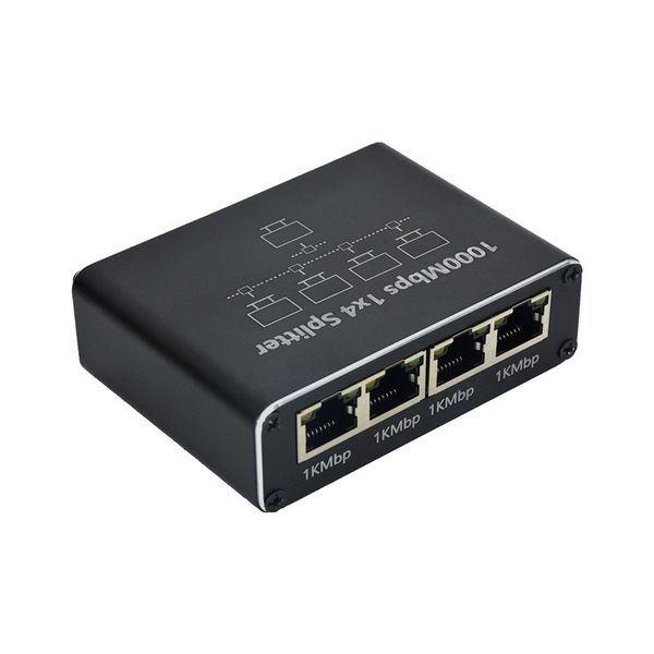 Gigabit Ethernet Splitter 1 to 4 Port - RJ45 Network Switch Hub