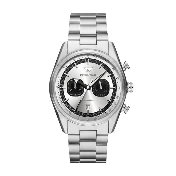 Emporio Armani Mens Silver Stainless Steel Strap Watch-AR11636