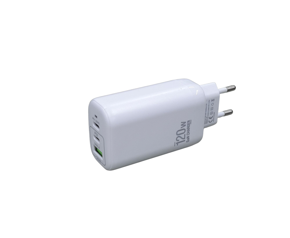 USB-C Fast Travel Charging Adapter 120Watt With USB-A + 2 USB-C Port