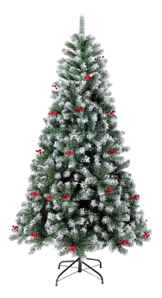 Snowy Christmas Tree with Berries 1.52mtrs high