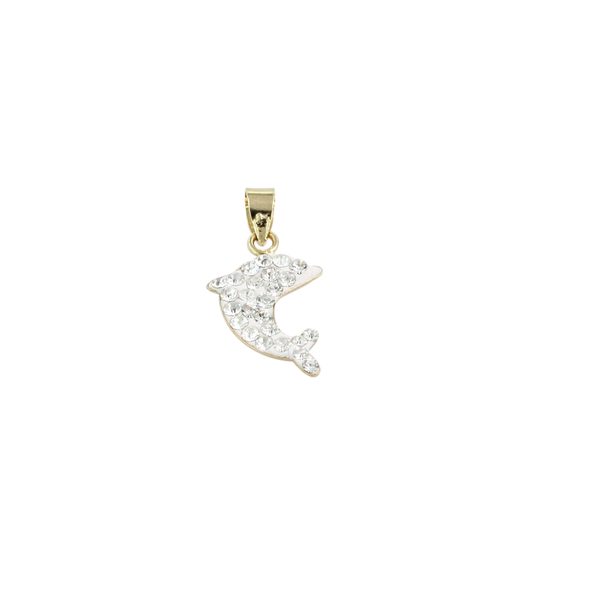 Art Jewellers - 925 Sterling Silver - Gold Plated Crystal Dolphin Pendant