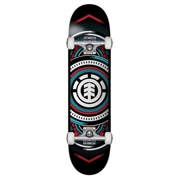 Element Mens Hatched Aqua Red 8.25 Skatebaord