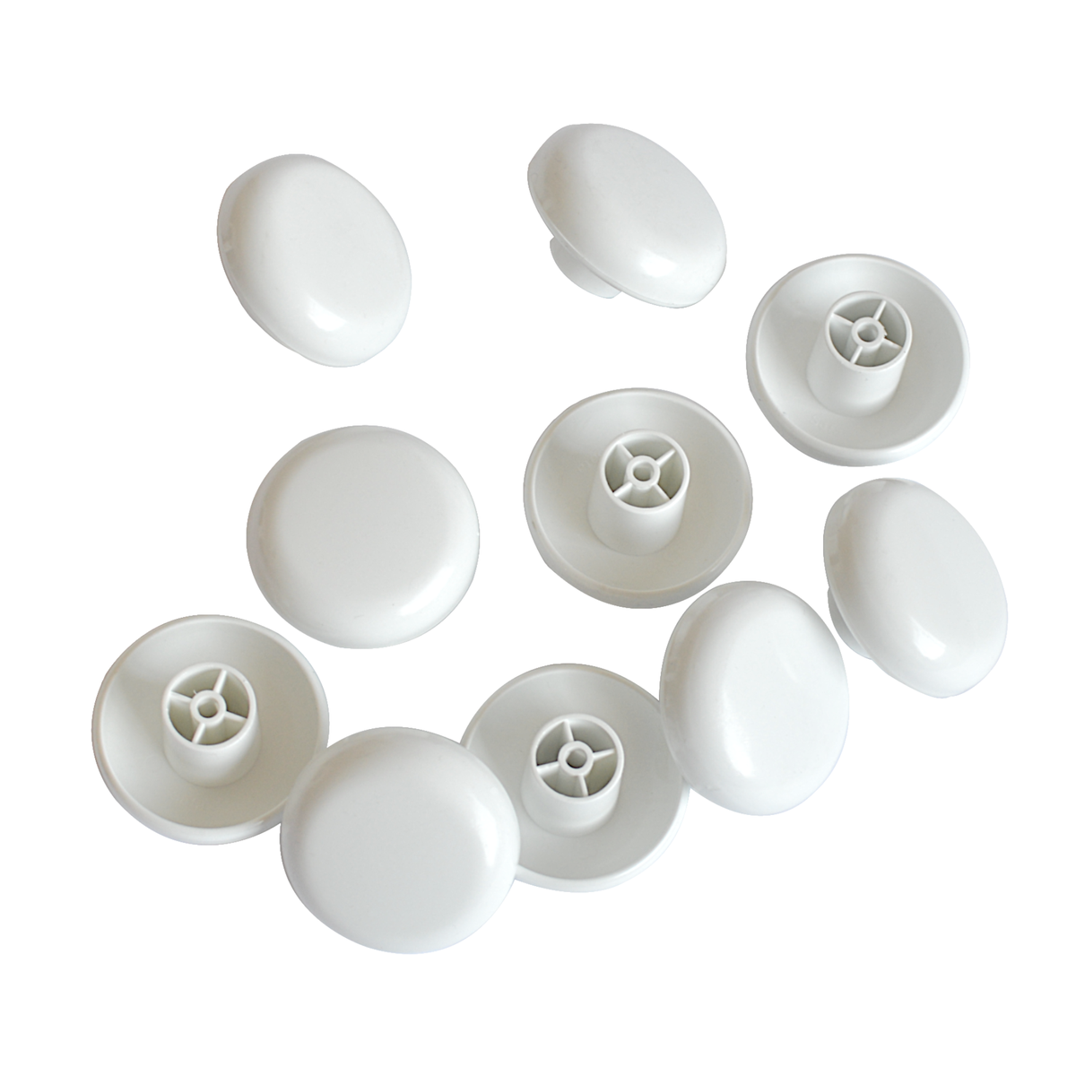 Project Solutions Knob Mushroom Plastic - 40mm White 10Pack